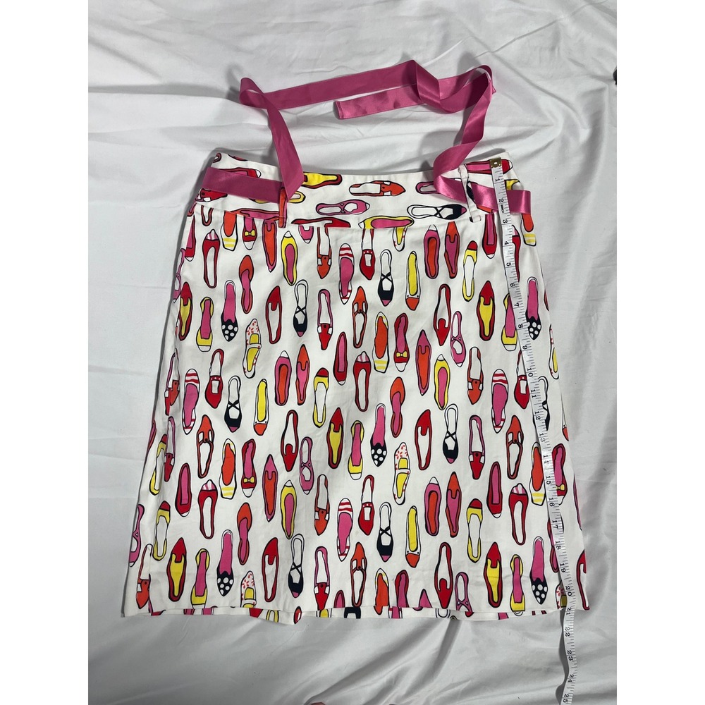 Sandra Vintage Y2K Twee Statement Shoe Print Skirt Sz 6 Pink Satin Bow Coquette - Picture 7 of 7